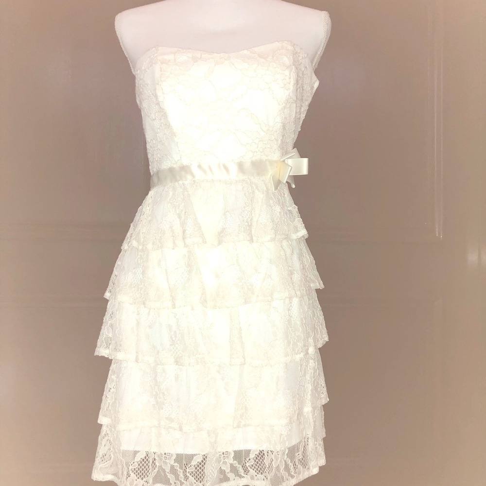 Dress mini small lace bone white Flavio Castellani